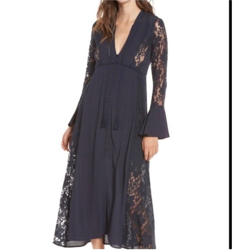 ASTR the Label Lace Maxi Dress Bell Sleeve Boho fairy cottagecore whimsigoth